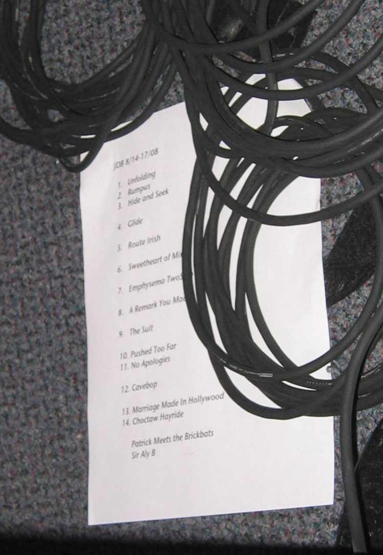 Set List 20081009 Set List 20081009